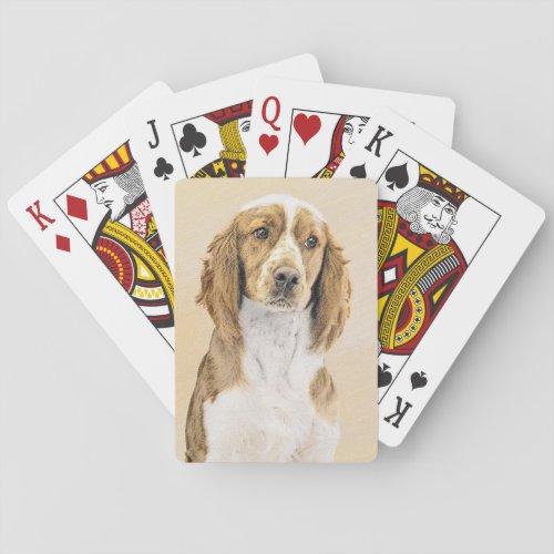 Welsh Springer Spaniel Painting _ Original Dog Art Playing Cards