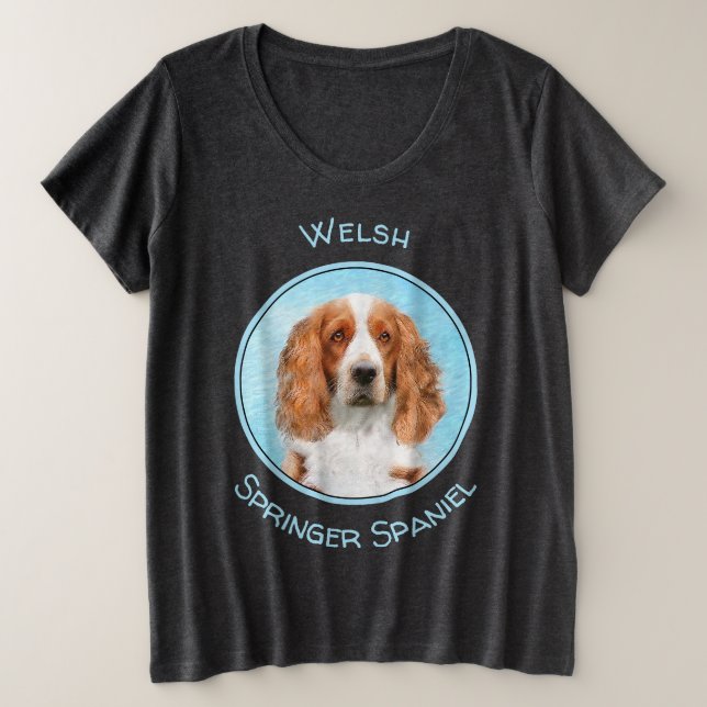 Welsh Springer Spaniel Painting - Original Dog Art Plus Size T-Shirt (Design Front)