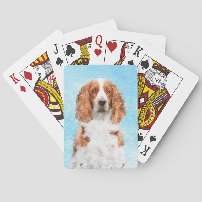 Welsh Springer Spaniel Painting - Original Dog Art Poker Cards (Back)