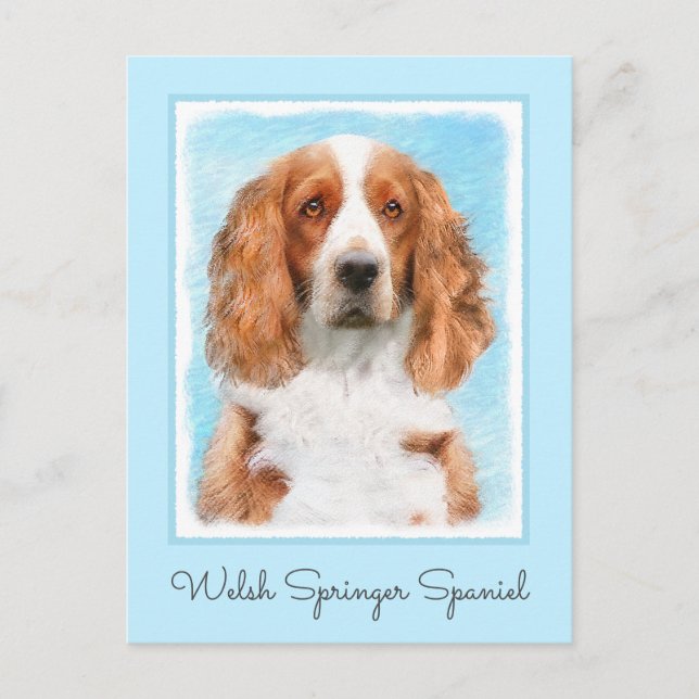 Welsh Springer Spaniel Painting - Original Dog Art Postcard (Front)