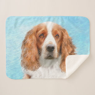 Welsh Springer Spaniel Painting - Original Dog Art Sherpa Blanket