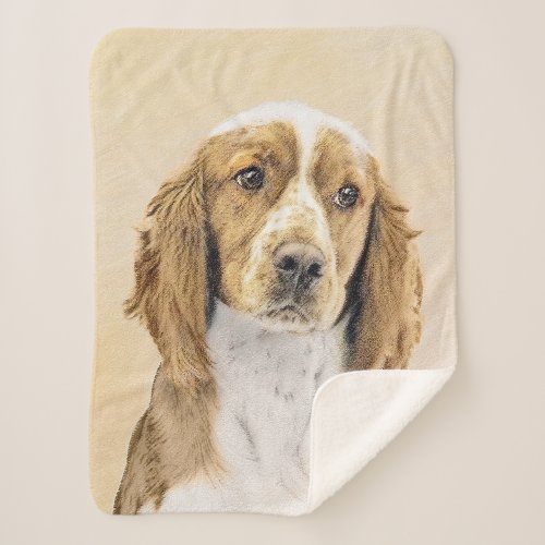 Welsh Springer Spaniel Painting _ Original Dog Art Sherpa Blanket