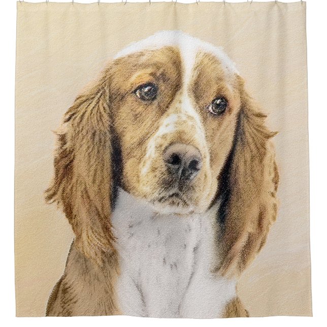 Welsh Springer Spaniel Painting - Original Dog Art Shower Curtain (Front)