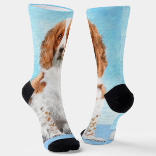 Welsh Springer Spaniel Painting - Original Dog Art Socks