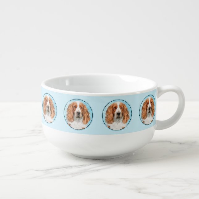 Welsh Springer Spaniel Painting - Original Dog Art Soup Mug (Left)