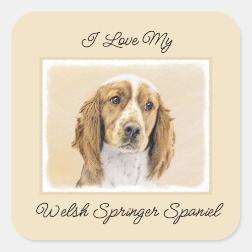 Welsh Springer Spaniel Painting _ Original Dog Art Square Sticker