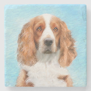 Welsh Springer Spaniel Painting - Original Dog Art Stone Coaster