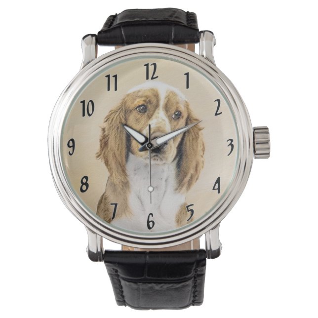 Welsh Springer Spaniel Painting - Original Dog Art Watch (Front)