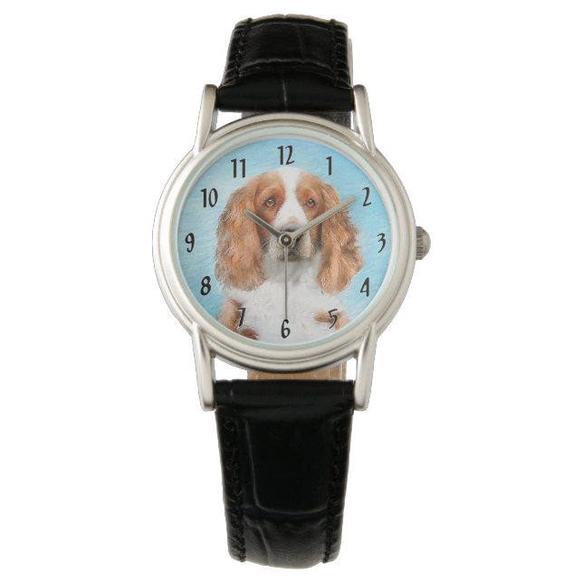 Welsh Springer Spaniel Painting - Original Dog Art Watch (Front)