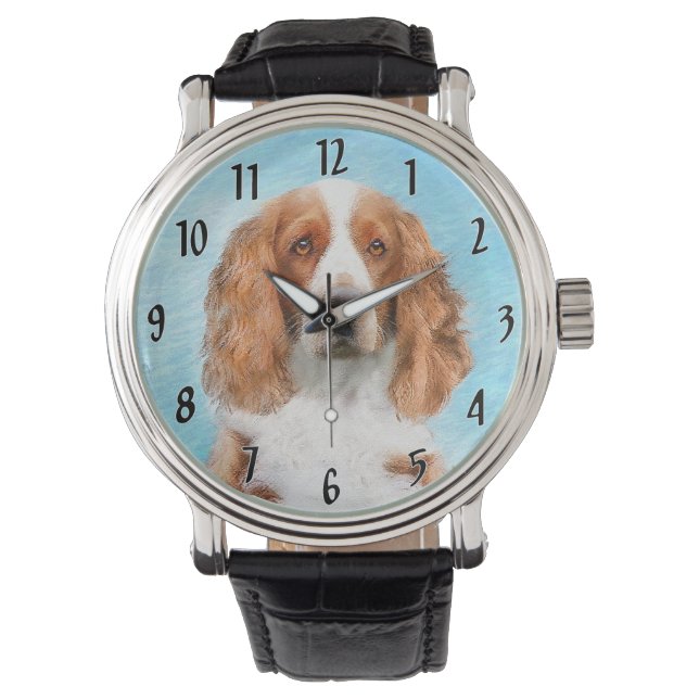 Welsh Springer Spaniel Painting - Original Dog Art Watch (Front)