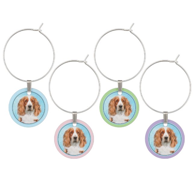 Welsh Springer Spaniel Painting - Original Dog Art Wine Charm (Staggered)