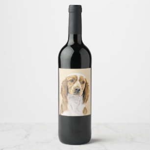 Welsh Springer Spaniel Painting - Original Dog Art Wine Label