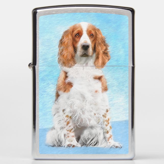 Welsh Springer Spaniel Painting - Original Dog Art Zippo Lighter (Front)