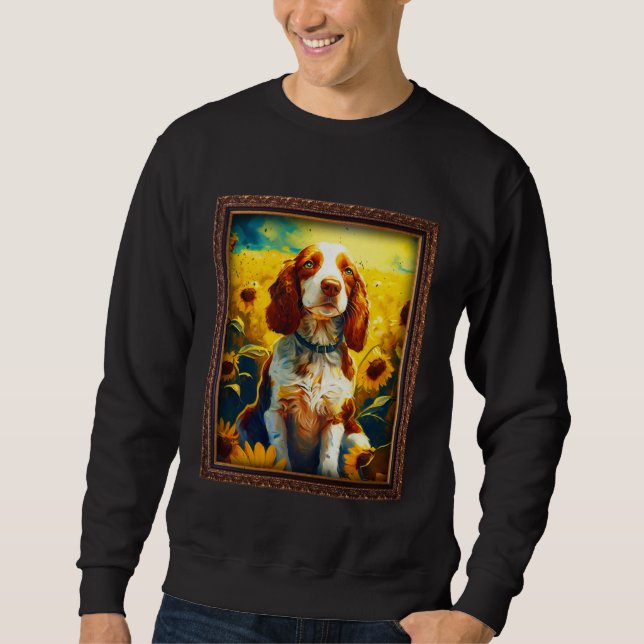 Welsh Springer Spaniel Painting Sunflower Flower M Sweatshirt (Front)