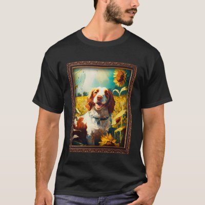 Welsh Springer Spaniel Painting Sunflower Flower M T-Shirt