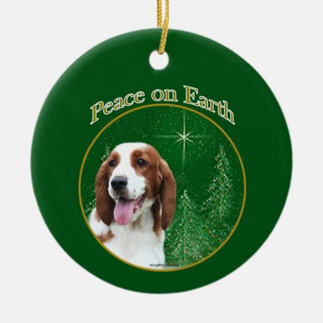 Welsh Springer Spaniel Peace Ceramic Ornament (Front)