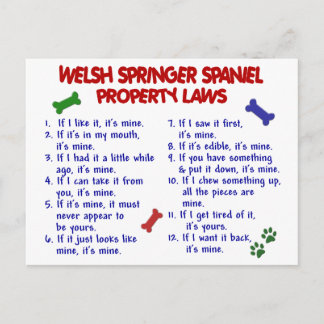 WELSH SPRINGER SPANIEL Property Laws 2 Postcard