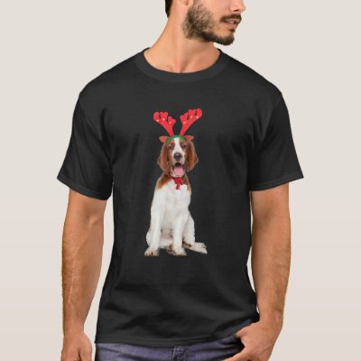 Welsh Springer Spaniel Reindeer Christmas Dog Funn T-Shirt
