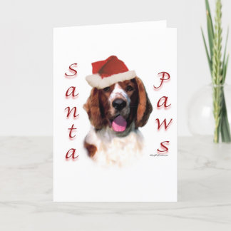 Welsh Springer Spaniel Santa Paws Holiday Card