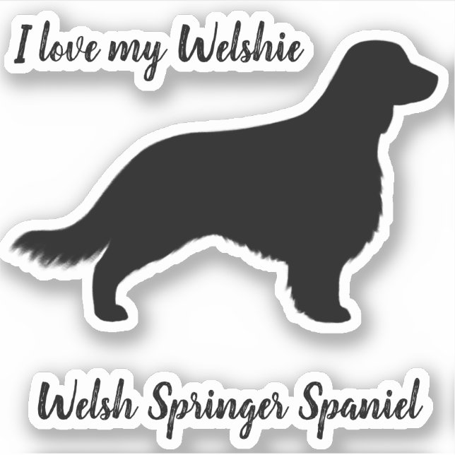 Welsh Springer Spaniel Silhouette with Long Tail Sticker (Front)