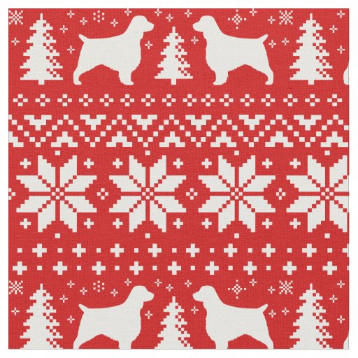 Welsh Springer Spaniel Silhouettes Christmas Xmas Fabric