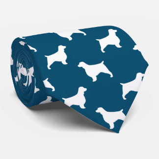 Welsh Springer Spaniel Silhouettes Pattern Blue Tie