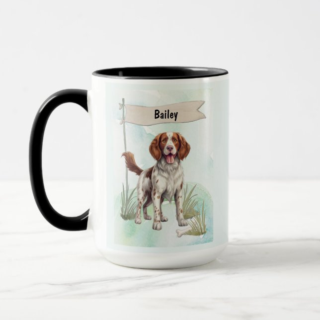 Welsh Springer Spaniel Watercolor Personalized Dog Mug (Left)