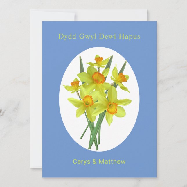 Welsh St David's Day Personalized Daffodils Card (Front)