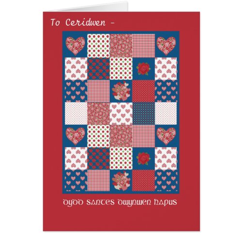 Welsh St Dwynwens Hearts Roses Faux Patchwork