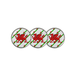 Welsh stripes flag golf ball marker