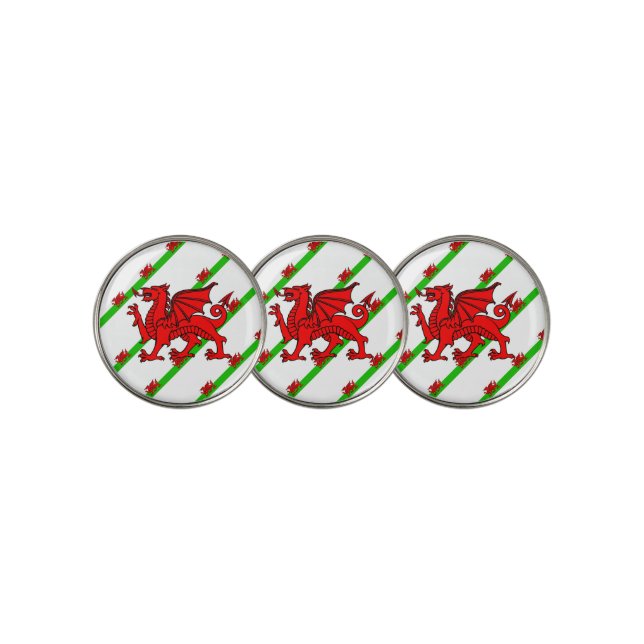 Welsh stripes flag golf ball marker (3 Up)