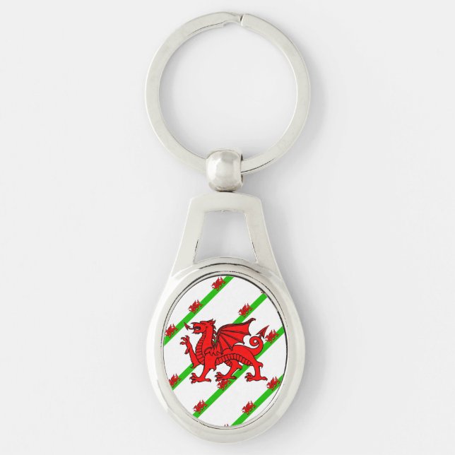 Welsh stripes flag keychain (Front)