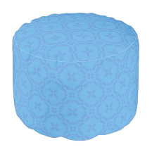 Welsh Tapestry Pattern, Chic Blue Round Pouf