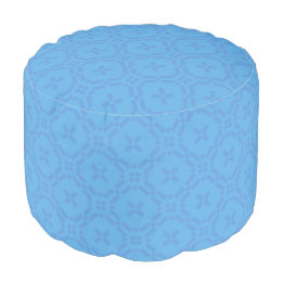 Welsh Tapestry Pattern, Chic Blue Round Pouf