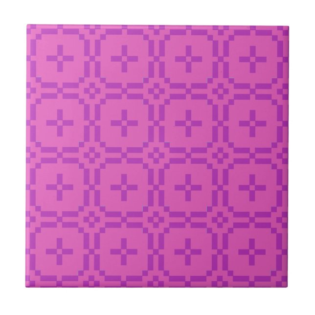 Welsh Tapestry Pattern, Chic Pink Ceramic Tile (Front)