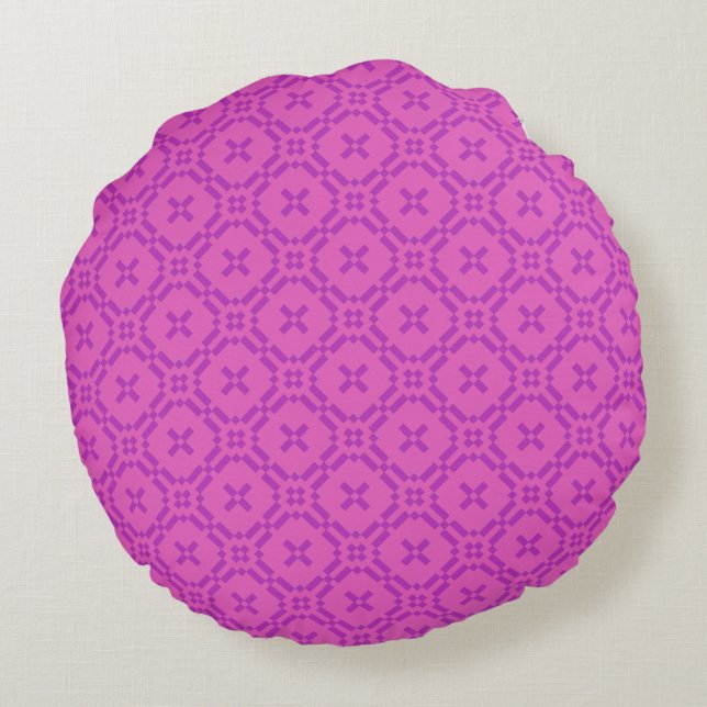 Welsh Tapestry Pattern, Chic Pink Round Pillow (Back)