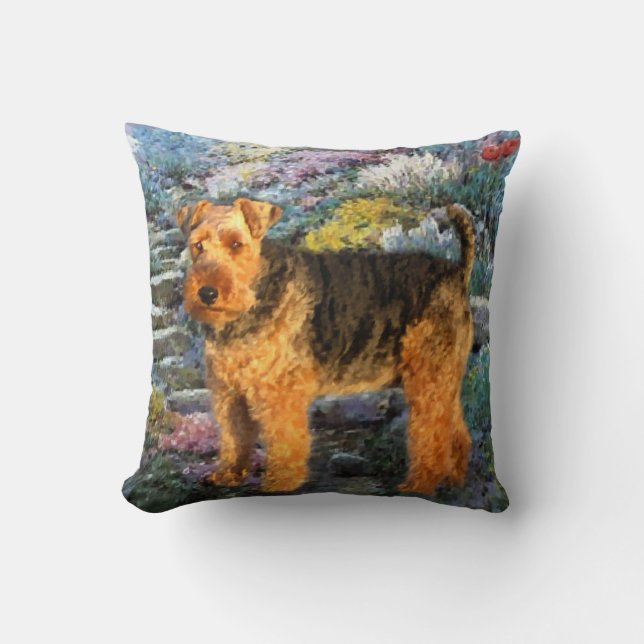 Welsh Terrier Art Throw Pillow (Front)