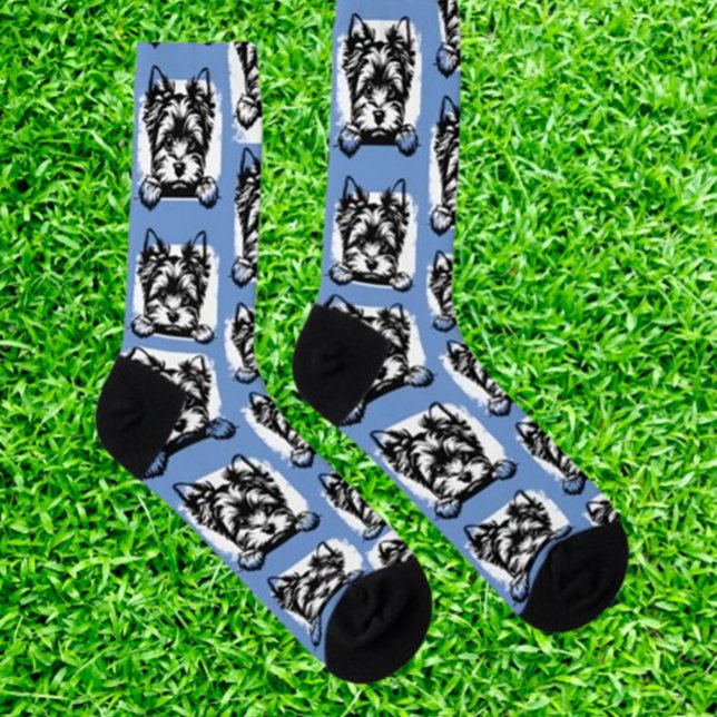 Welsh Terrier Blue Puppy Personalized Theme Socks (Celebrate your love for Welsh Terrier Blue puppies with personalized theme socks. Add a unique touch)