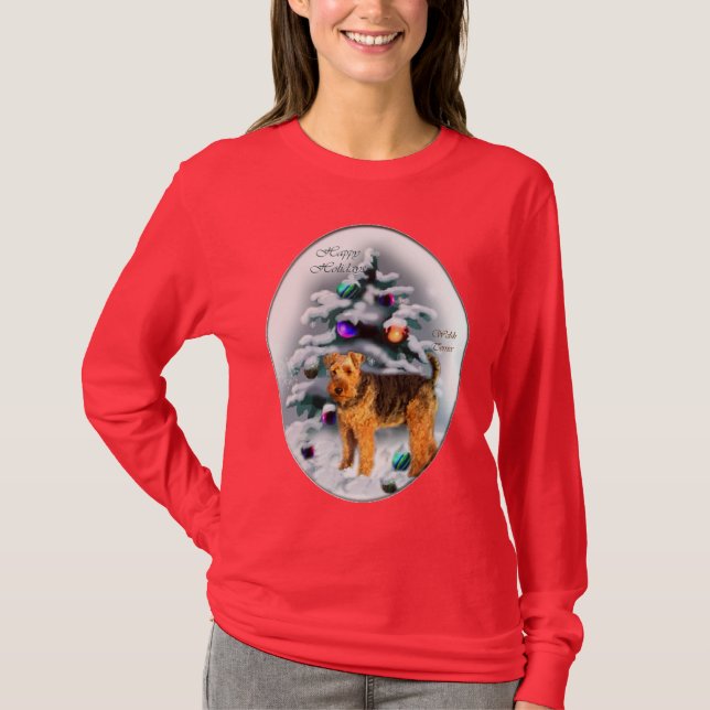 Welsh Terrier Christmas Gifts T-Shirt (Front)