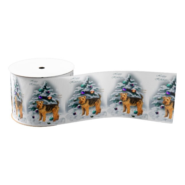 Welsh Terrier Christmas Grosgrain Ribbon (Spool)