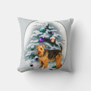 Welsh Terrier Christmas Throw Pillow