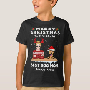 Welsh Terrier Christmas To The World Best Dog Mom T-Shirt
