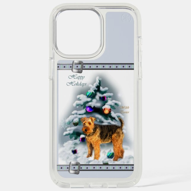 Welsh Terrier Cute Blue Christmas Holidays Speck iPhone Case (Front)