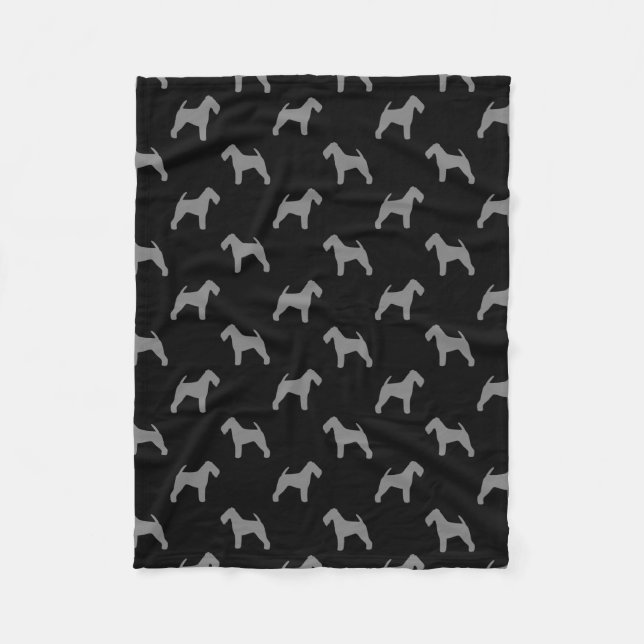 Welsh Terrier Dog Breed Silhouettes Pattern Fleece Blanket (Front)