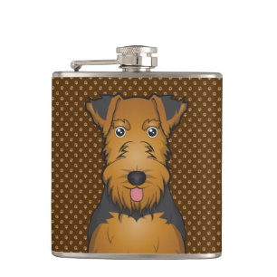 Welsh Terrier Dog Cartoon Paws Flask