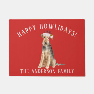 Welsh Terrier Dog Happy Howlidays Christmas Doormat