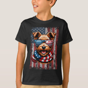 Welsh Terrier Dog Lover Us Flag 4th Of July Patrio T-Shirt
