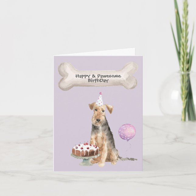Welsh Terrier Dog Party happy awesome puppy Holiday Card (Front)