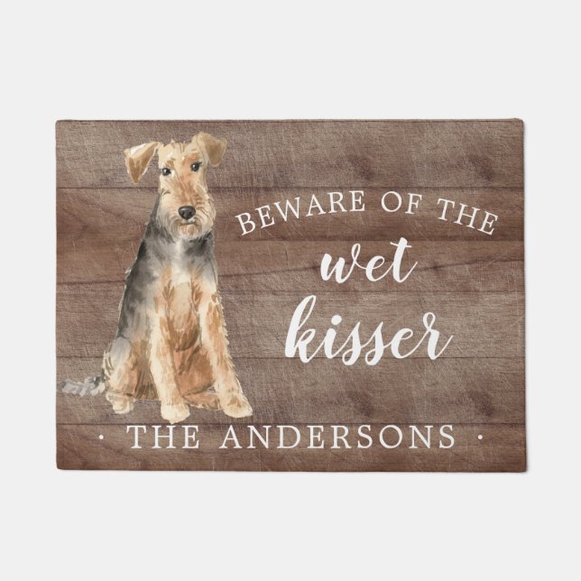 Welsh Terrier Dog Personalized Door Mat (Front)