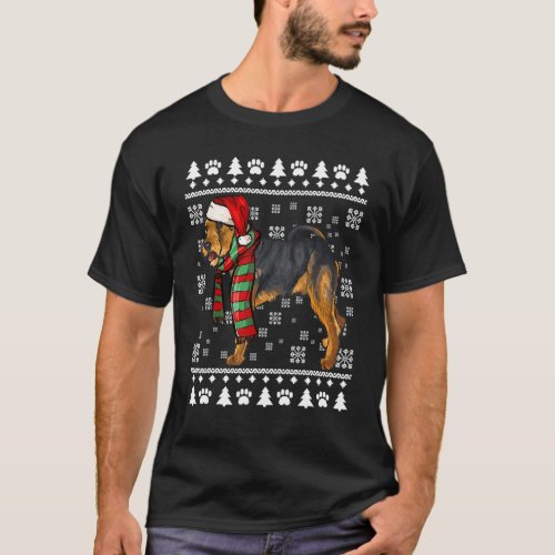 Welsh Terrier Dog Santa Hat Xmas Ugly Christmas T-Shirt